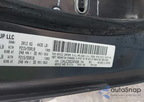 2014 Jeep Compass Limited z USA, uszkodzony, nr VIN 1C4NJCCB5ED870389